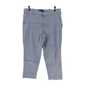 Banana‎ Republic Avery Crop Pants Size 12 Blue Linen Blend Straight Leg